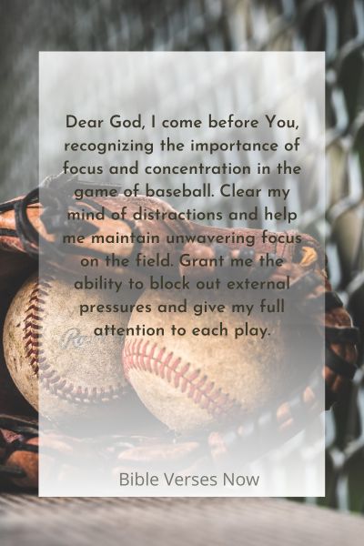 A Prayer for Focus and Concentration in the Game of Baseball