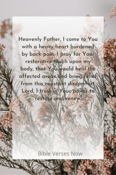A Prayer for God's Restorative Touch on Back Pain