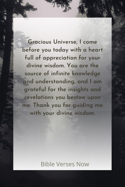 A Prayer of Appreciation to the Universe for its Divine Wisdom