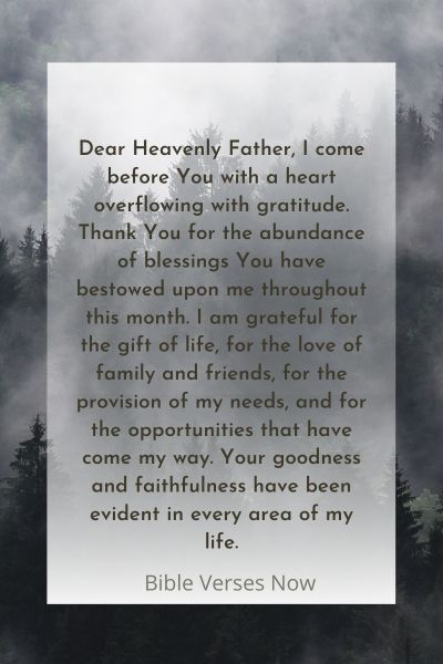 A Prayer of Gratitude for the Blessings of the Month