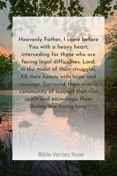 A Prayer of Hope and Support for Those Facing Legal Difficulties