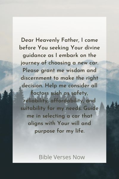 Prayer for Guidance in Choosing the Right Car