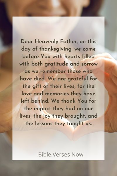 Thanksgiving Prayer Remembering those Who have Died