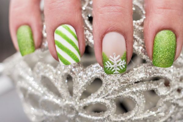 Bright Green Christmas Nail Art