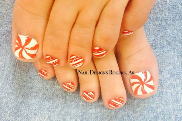 Candy Cane Striped Nails 1