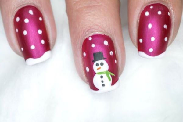 Frosty the Snowman Christmas Nail Art Idea